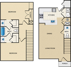 Two Bedroom Townhome - 2 Bdr / 1.5 Bath - 1,183 Sq. Ft.*
